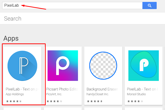 Type PixelLab in the search bar