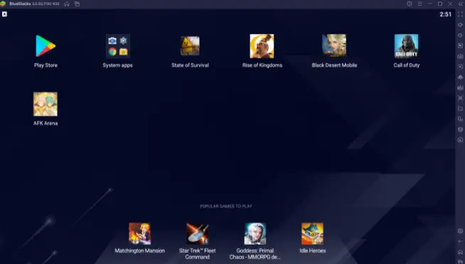 launch bluestacks to download vonage app for PC