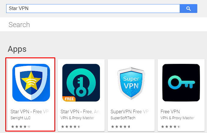 search for Star VPN for pc