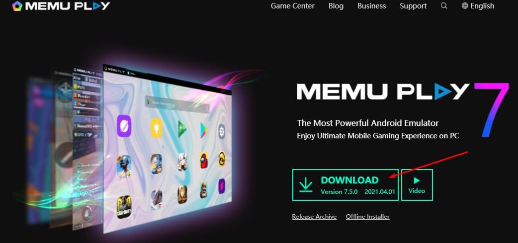 Download and install the MEmu emulator on your PC