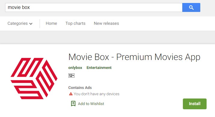 Search for MovieBox and download it on your PC