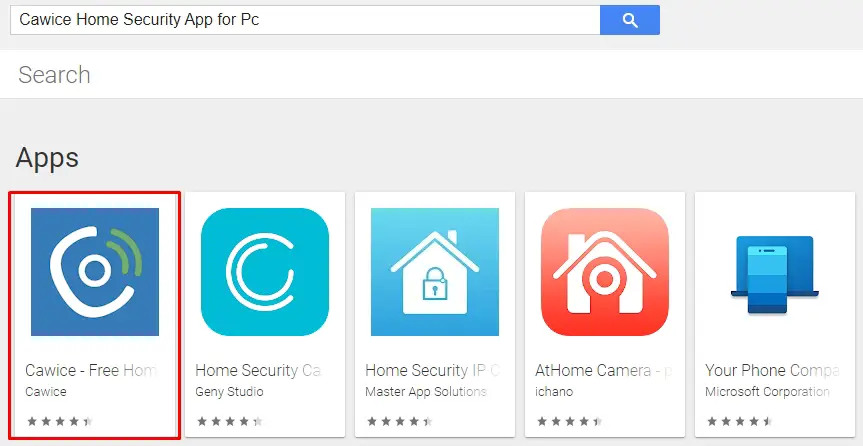 Search for the Cawice Home Security App for Pc