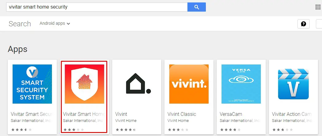 Vivitar Smart Home Security search on play store