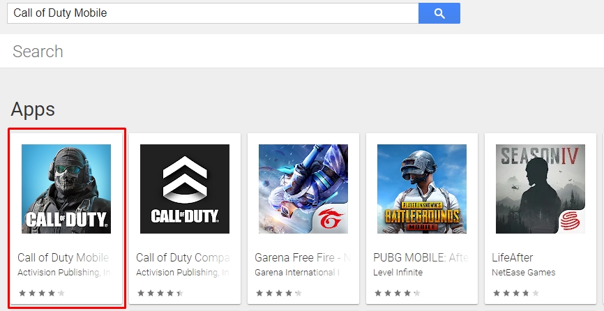 Open Google Play Store and download call of duty mobile