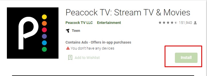 peacock Run and Use the app