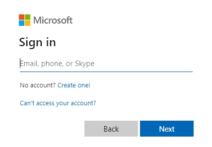 log in using your Microsoft credentials