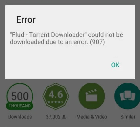 google play store Android Error Code 907
