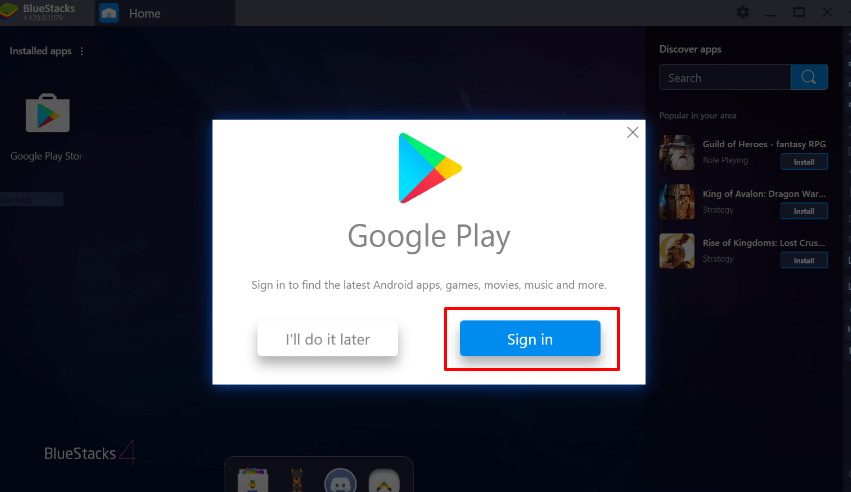 Login to your Google account to download the app