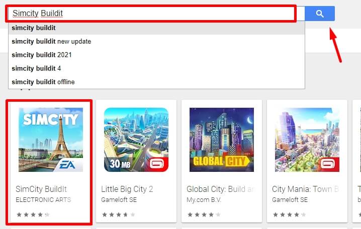 search for Simcity Buildit for pc windows and mac